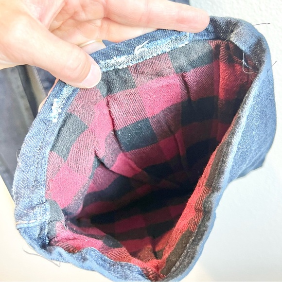 Eddie Bauer Red Flannel Lined Mens 38x30 Straight Fit Blue Jeans High Rise Dark - Picture 6 of 11